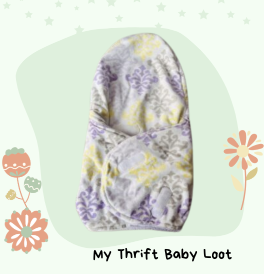 Preloved BLANKETS & BEYOND Soft Plush Swaddle Purple Print for Newborn